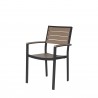 Napa Dining Arm Chair - Black Frame - Gray Seat and Back - Angled