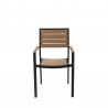 Napa Dining Arm Chair - Black Frame - Teak Seat and Back