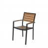 Napa Dining Arm Chair - Black Frame - Teak Seat and Back - Angled