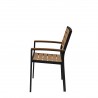 Napa Dining Arm Chair - Black Frame - Teak Seat and Back - Side