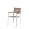 Napa Dining Arm Chair - Silver Frame - Gray Seat and Back - Angled