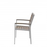 Napa Dining Arm Chair - Silver Frame - Gray Seat and Back - Side