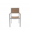 Napa Dining Arm Chair - Silver Frame - Teak Seat and Back