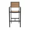 Napa Bar Arm Chair - Black Frame - Teak Seat & Back - Front - Napa Bar Arm Chair - Black Frame - Teak Seat & Back - Front
