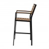 Napa Bar Arm Chair - Black Frame - Teak Seat & Back - Side