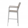 Napa Bar Arm Chair - Silver Frame - Gray Seat & Back - Side