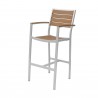 Napa Bar Arm Chair - Silver Frame - Teak Seat & Back