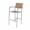 Napa Bar Arm Chair - Silver Frame - Teak Seat & Back - Napa Bar Arm Chair - Silver Frame - Teak Seat & Back