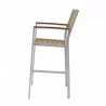 Napa Bar Arm Chair - Silver Frame - Teak Seat & Back - Side - Napa Bar Arm Chair - Silver Frame - Teak Seat & Back - Side