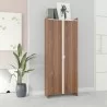 Manhattan Comfort Mid-Century Modern Ratzer Storage Cabinet with 11 Shelves Brown and White - Manhattan Comfort Mid-Century Modern Ratzer Storage Cabinet with 11 Shelves Brown and White