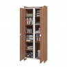 Manhattan Comfort Mid-Century Modern Ratzer Storage Cabinet with 11 Shelves Brown and White Open View