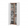 Manhattan Comfort Mid-Century Modern Ratzer Storage Cabinet with 11 Shelves White and Brown Open View