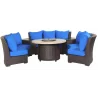 Bermuda 6-Piece Circular Sofa Set  (Canvas Pacific Blue) - Bermuda 6-Piece Circular Sofa Set  (Canvas Pacific Blue)