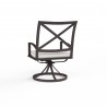 La Jolla Swivel Dining Chair in Canvas Flax w/ Self Welt - Back Side Angle