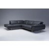 Uptown LSF Sectional Slate Grey Premium Leather with Side Split - Headrest Folded