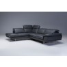 Uptown LSF Sectional Slate Grey Premium Leather with Side Split - Headrest Extended 