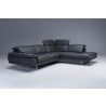 Uptown RSF Sectional Slate Grey Premium Leather with Side Split - Headrest Extended 