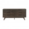Armen Living Astoria 4 Piece King Bedroom Set in Oak with Black Faux Leather 
