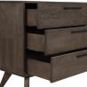 Armen Living Astoria 4 Piece Queen Bedroom Set in Oak with Black Faux Leather