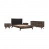 Armen Living Astoria 4 Piece King Bedroom Set in Oak with Black Faux Leather Set