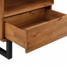 Armen Living Aldo King Size 3 Piece Platform Bed Frame Bedroom Set in Brown Oak Wood and Black Metal 006