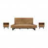 Armen Living Aldo King Size 3 Piece Platform Bed Frame Bedroom Set in Brown Oak Wood and Black Metal 001