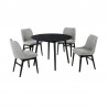 Armen Living Arcadia and Azalea  Round Grey and Black Wood 5 Piece Dining Set