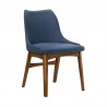 Armen Living Arcadia and Azalea 48" Round and Walnut Wood 5 Piece Dining Set - Blue Chair Side