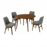 Armen Living Arcadia and Azalea 48" Round and Walnut Wood 5 Piece Dining Set - Charcoal Set