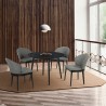 Armen Living Arcadia and Juno Round Charcoal and Black Wood 5 Piece Dining Set