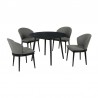 Armen Living Arcadia and Juno Round Charcoal and Black Wood 5 Piece Dining Set 