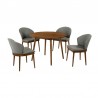 Armen Living Arcadia and Juno Round and Walnut Wood 5 Piece Dining Set- Charcoal Chair