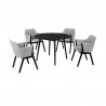 Armen Living Arcadia and Renzo Round Grey and Black Wood 5 Piece Dining Set