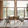 Armen Living Arcadia and Renzo Round and Walnut Wood 5 Piece Dining Set- Charcoal