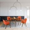 Armen Living Arcadia and Renzo Round and Walnut Wood 5 Piece Dining Set- Orange 
