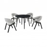 Armen Living Arcadia and Talulah Round Grey and Black Wood 5 Piece Dining Set- Chair