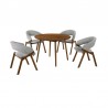 Armen Living Arcadia and Talulah Round Grey and Walnut Wood 5 Piece Dining Set -Chair