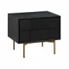 Armen Living Carnaby King 4 Piece Bedroom Set in Black Brushed Oak Wood Night Stand - Armen Living Carnaby King 4 Piece Bedroom Set in Black Brushed Oak Wood Night Stand