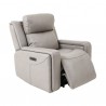 Armen Living Claude Dual Power Headrest and Lumbar Support Reclining 2 Piece Sofa And Recliner Set In Light Grey Genuine Leather 6