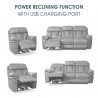 Armen Living Claude Dual Power Headrest and Lumbar Support Reclining 2 Piece Sofa And Recliner Set In Light Grey Genuine Leather 10