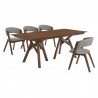 Armen Living Cortina and Rowan 5 Piece Walnut Rectangular Dining Set