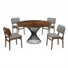 Armen Living Cirque and Lima 5 Piece Walnut Round Dining Set