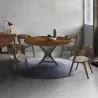 Armen Living Cirque and Jackie 5 Piece Walnut Round Dining Set - Armen Living Cirque and Jackie 5 Piece Walnut Round Dining Set