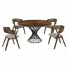 Armen Living Cirque and Jackie 5 Piece Walnut Round Dining Set - Armen Living Cirque and Jackie 5 Piece Walnut Round Dining Set