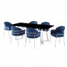 Armen Living Cressida and Portia Blue Fabric 7 Piece Rectangular Dining Set