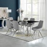 Armen Living Cressida and Skye Gray Fabric 7 Piece Rectangular Dining Set