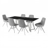 Armen Living Cressida and Skye Gray Fabric 7 Piece Rectangular Dining Set