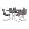 Armen Living Fenton and Gray Pacific 7 Piece Modern Rectangular Dining Set with Metal Base