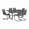 Armen Living Fenton and Gray Pacific 7 Piece Modern Rectangular Dining Set with Black Base