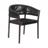 Armen Living Fineline And Doris Indoor Outdoor 5 Piece Dining Set In Dark Eucalyptus Wood With Superstone And Black Rope In Dark Brown 02